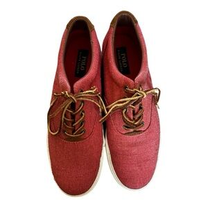 Polo Ralph Lauren Men’s 10.5 Boat Shoes  Loafers Casual Red Suede/Leather Lace